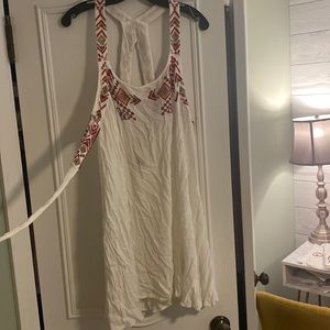 White with red embroidered cover up